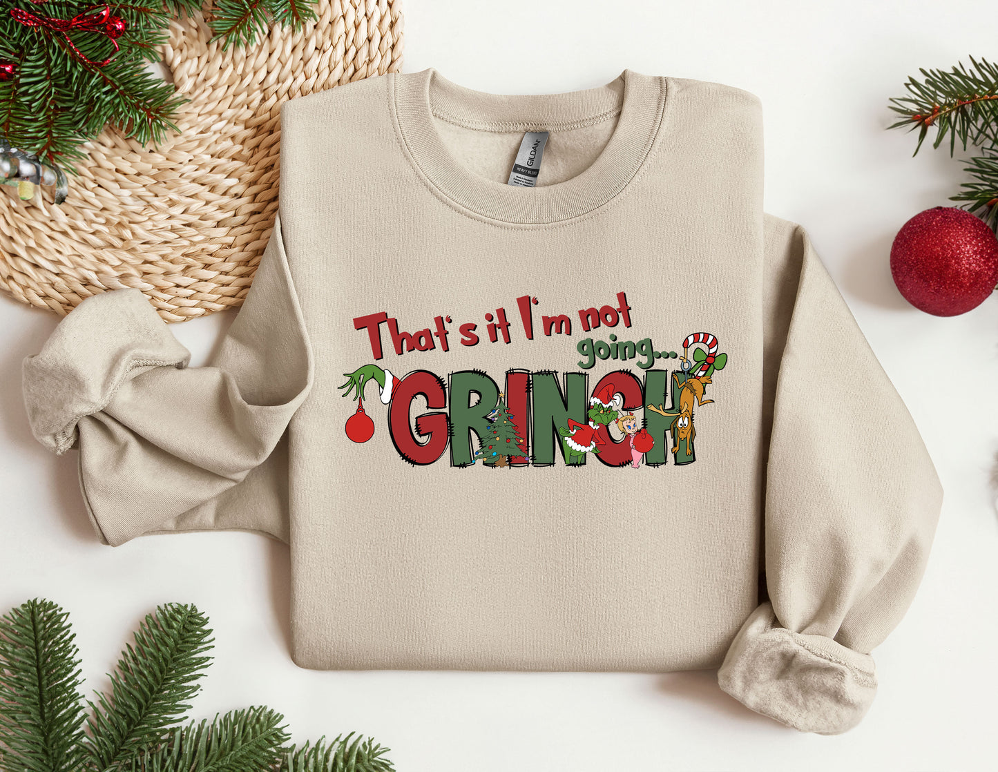 a sweater that says, that's it i'm not going to grin