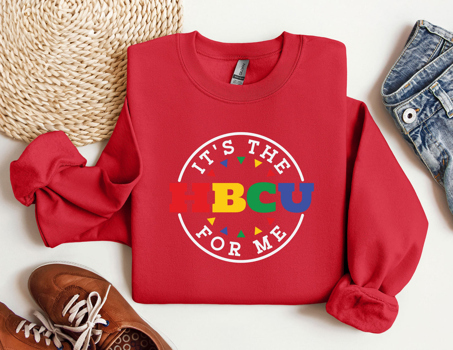 a red sweatshirt with the words it's the bcu for me on it