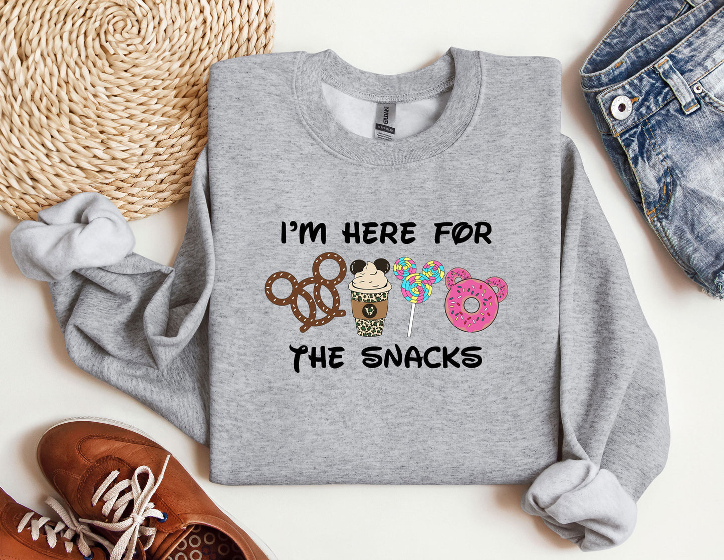 i'm here for the snacks sweatshirt