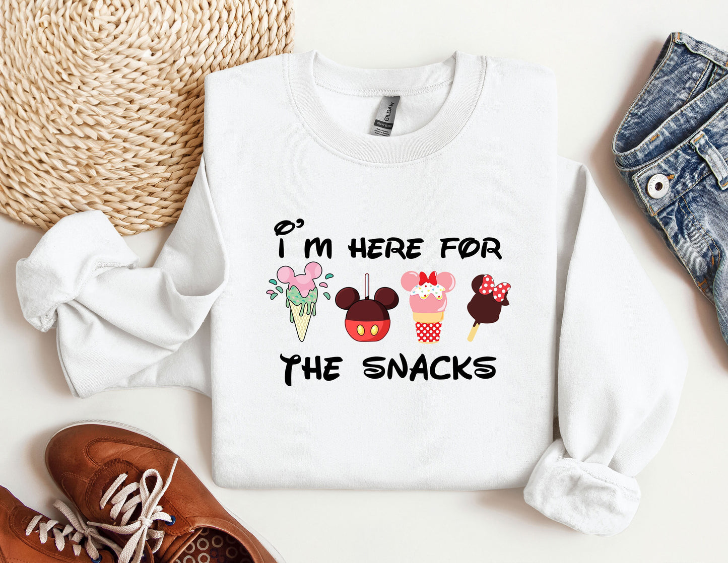 i'm here for the snacks mickey mouse shirt