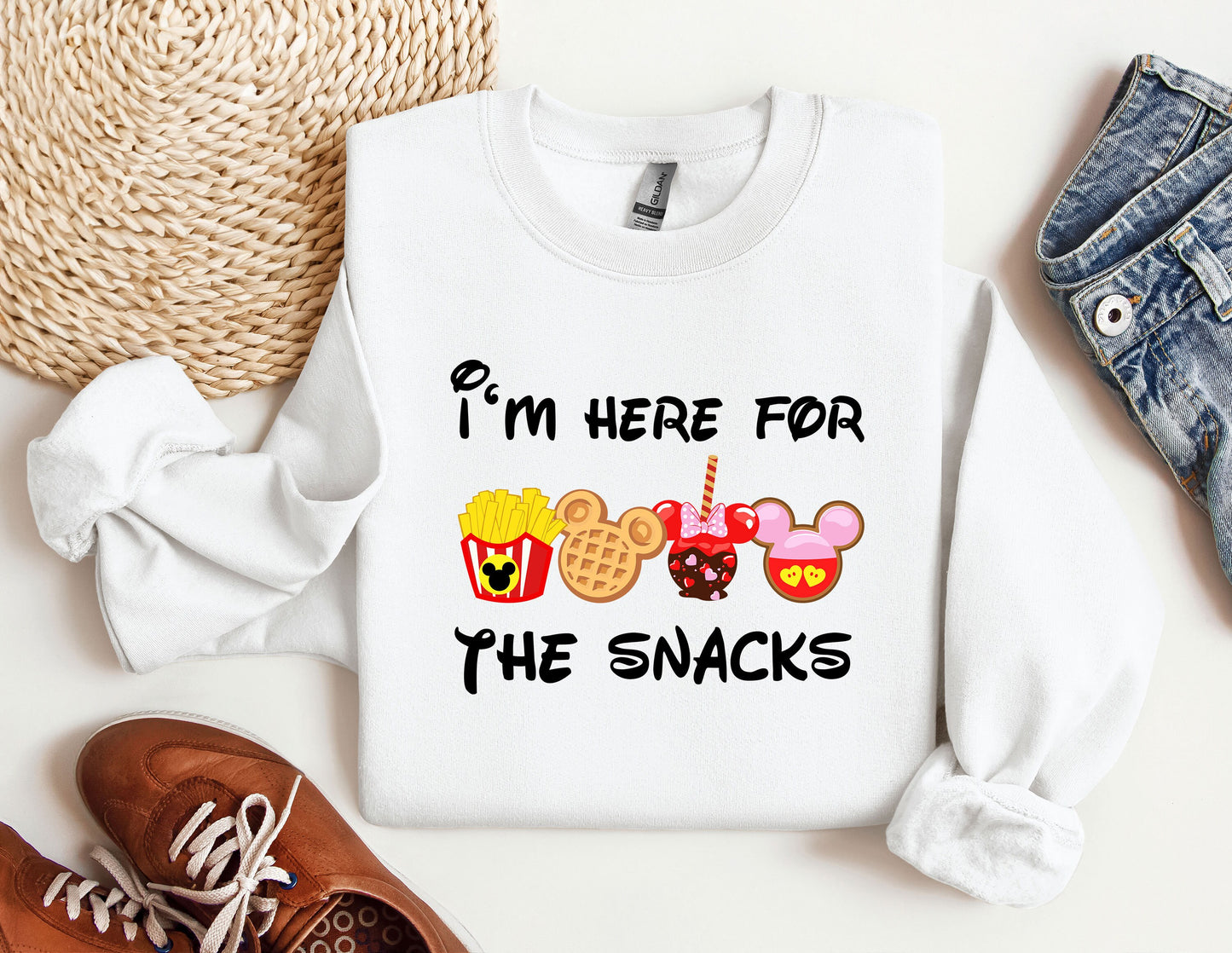 i'm here for the snacks sweatshirt