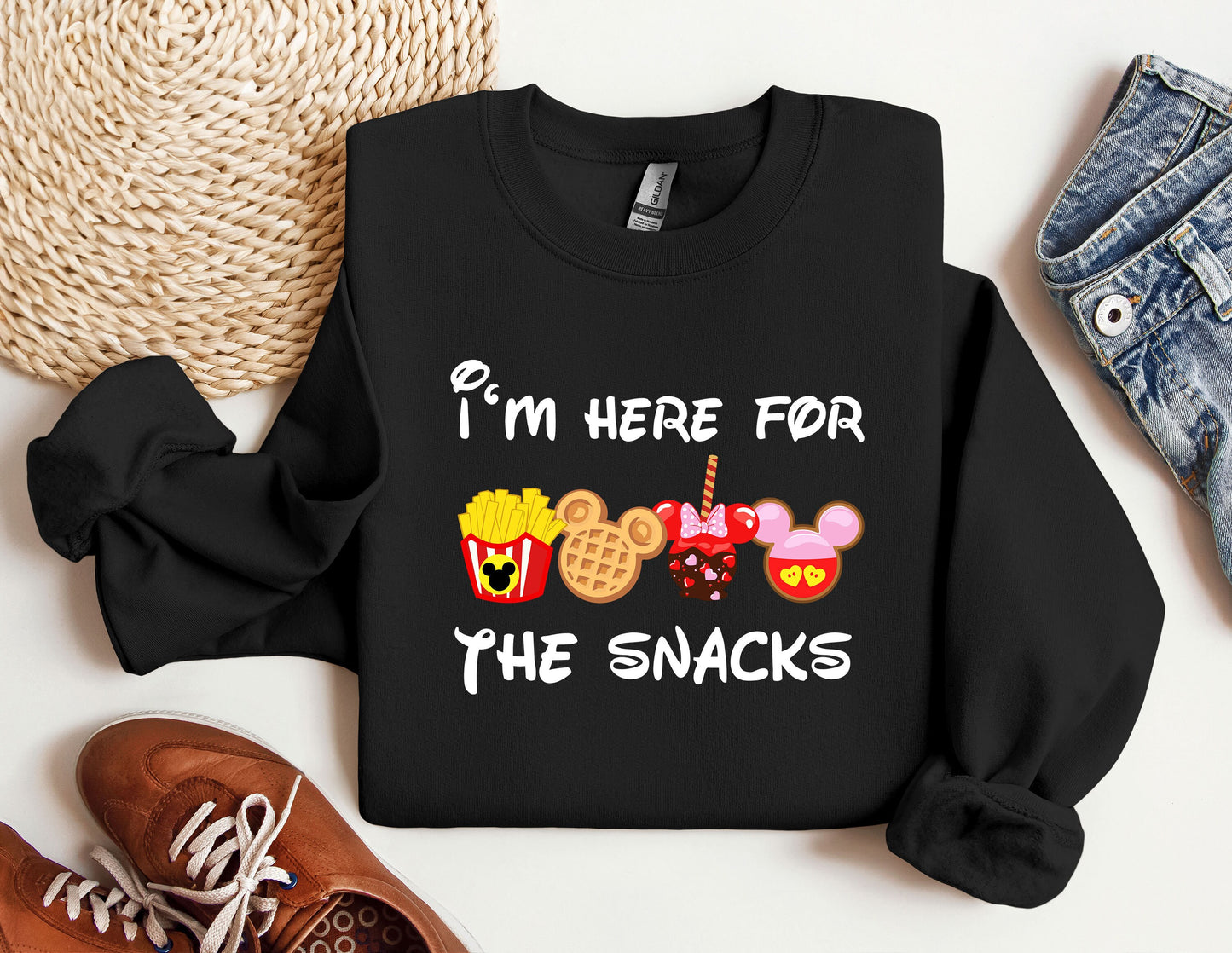 i'm here for the snacks sweatshirt