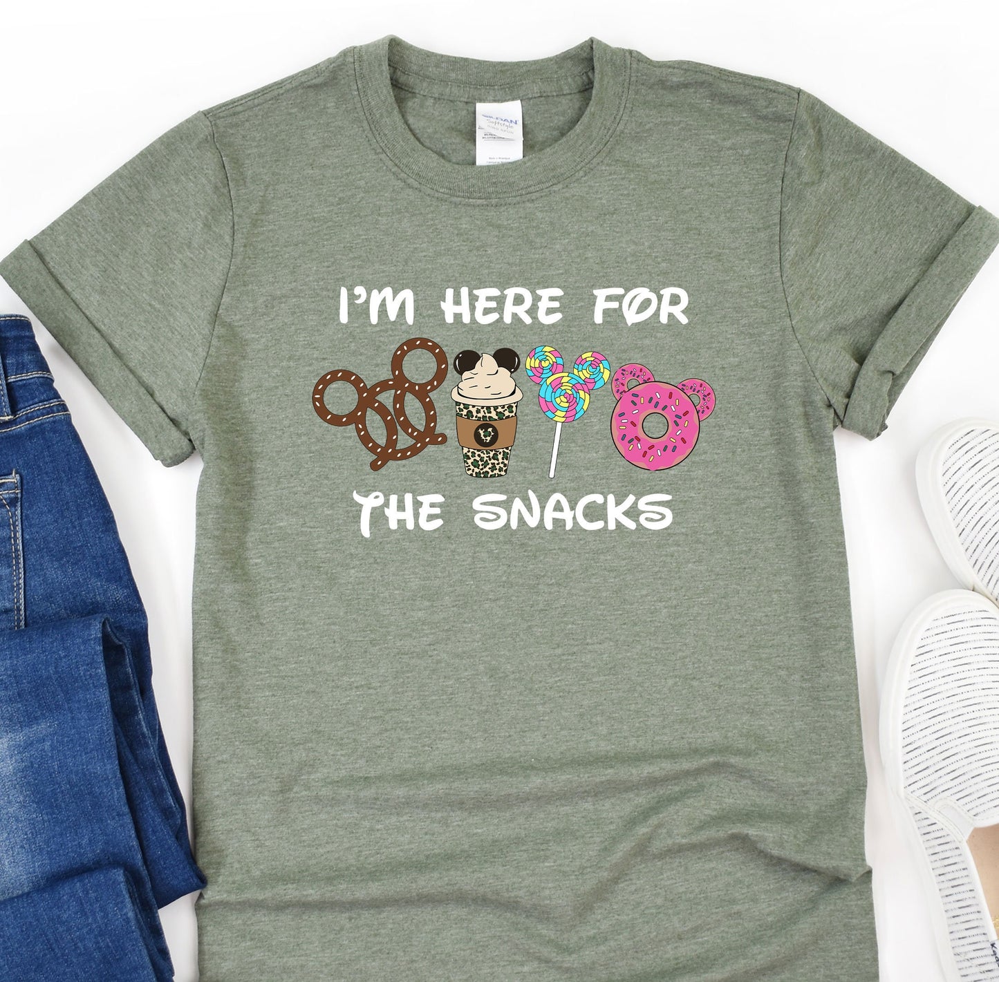 a t - shirt that says i'm here for the snacks