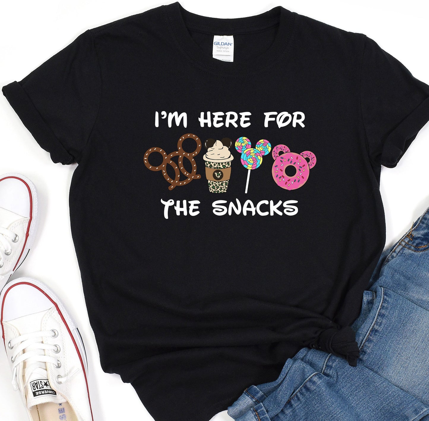 a t - shirt that says i'm here for the snacks
