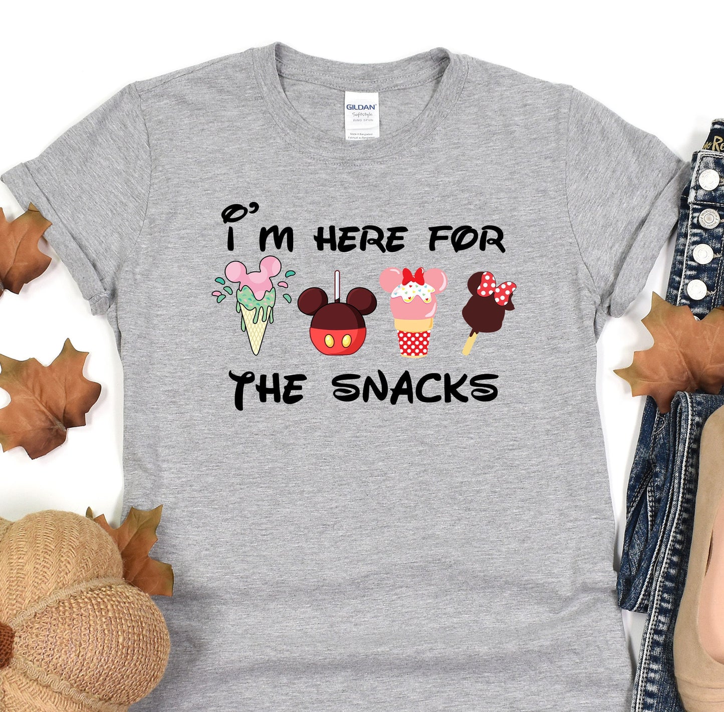 i'm here for the snacks mickey mouse shirt