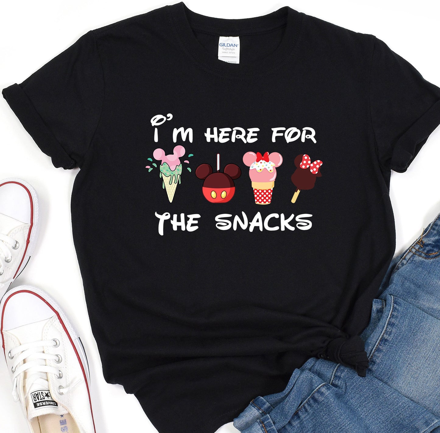 a t - shirt that says i'm here for the snacks