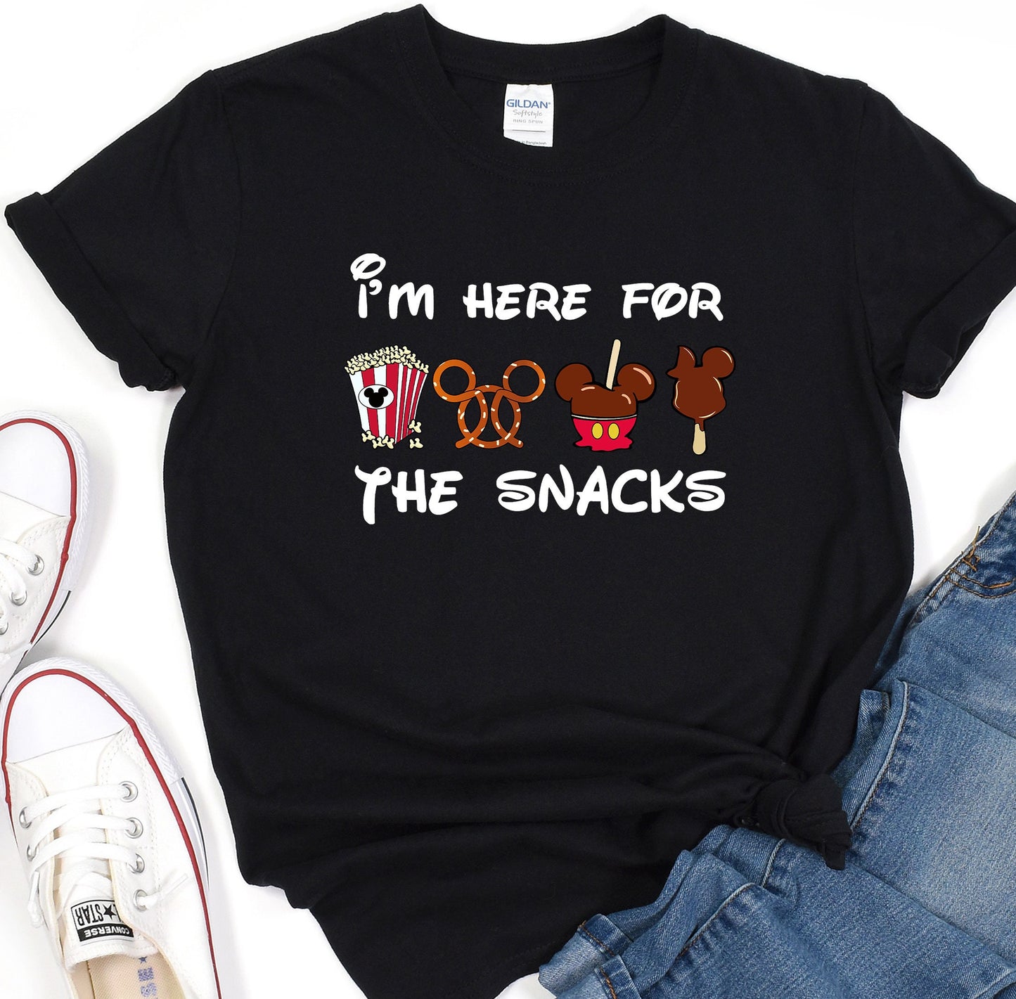 a t - shirt that says i'm here for the snacks