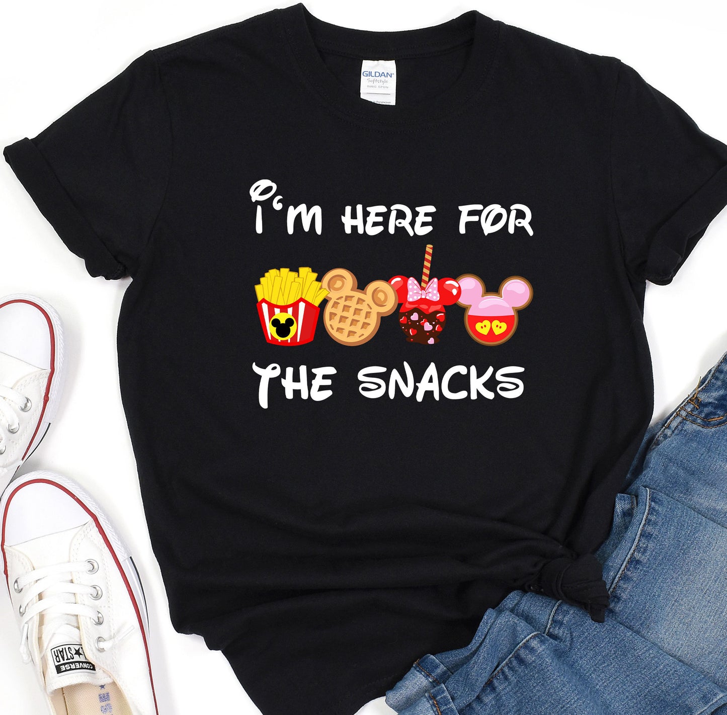 a t - shirt that says i'm here for the snacks