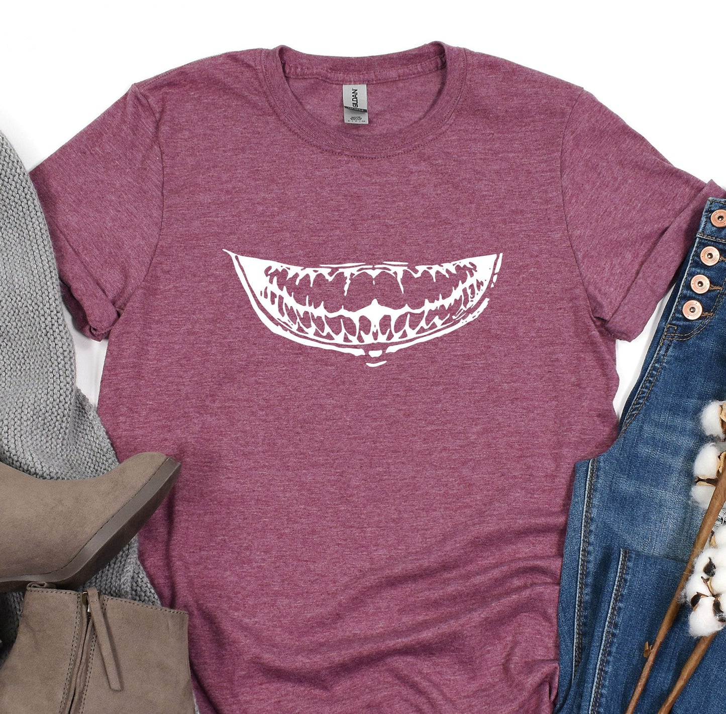a t - shirt with an image of a monster's mouth