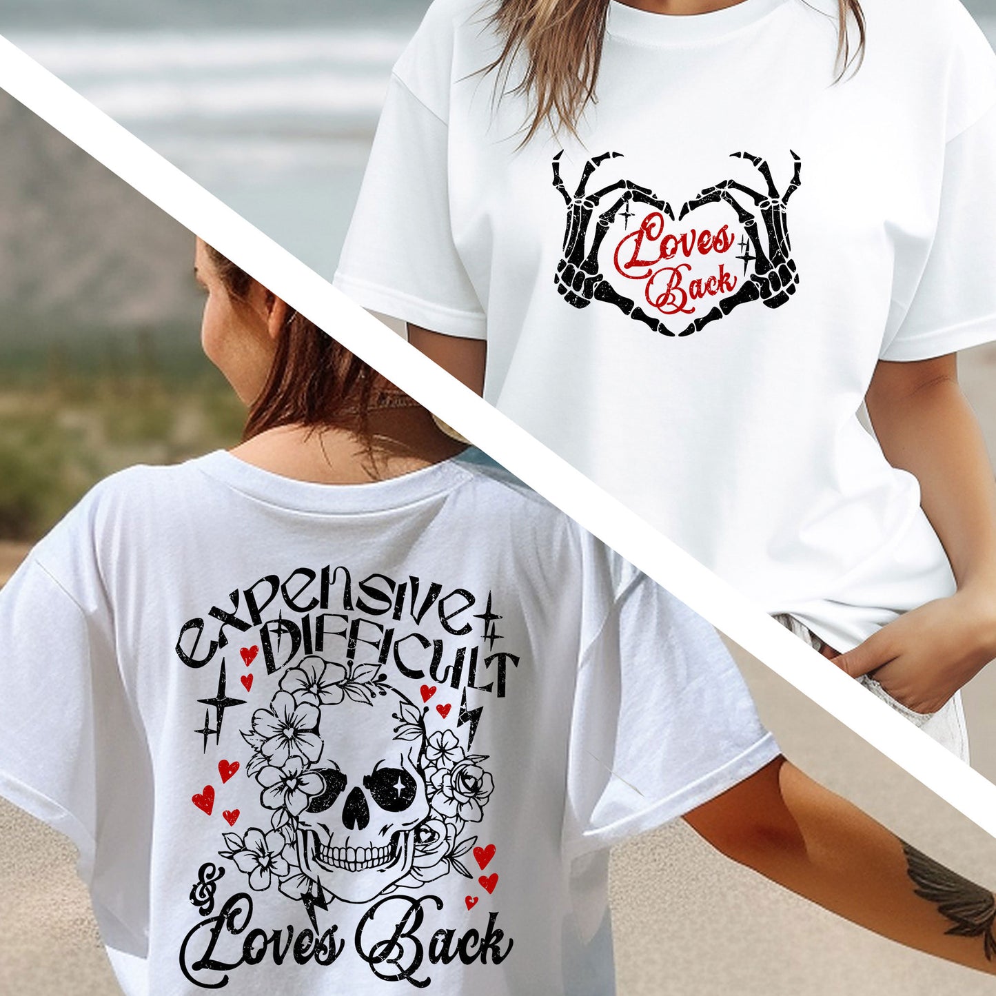 Expensive Difficult And Loves Back Shirt, Skeleton Valentines Day Tee, Cute Valentines Shirt, Happy Valentine's Day Shirt, Gift for her