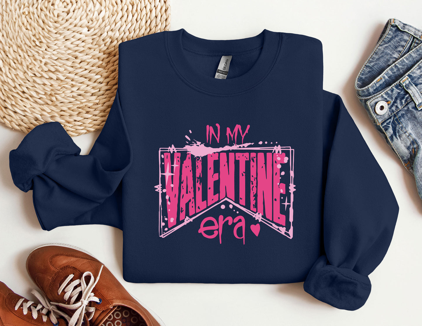 a blue sweatshirt with the words'n my valentine era on it