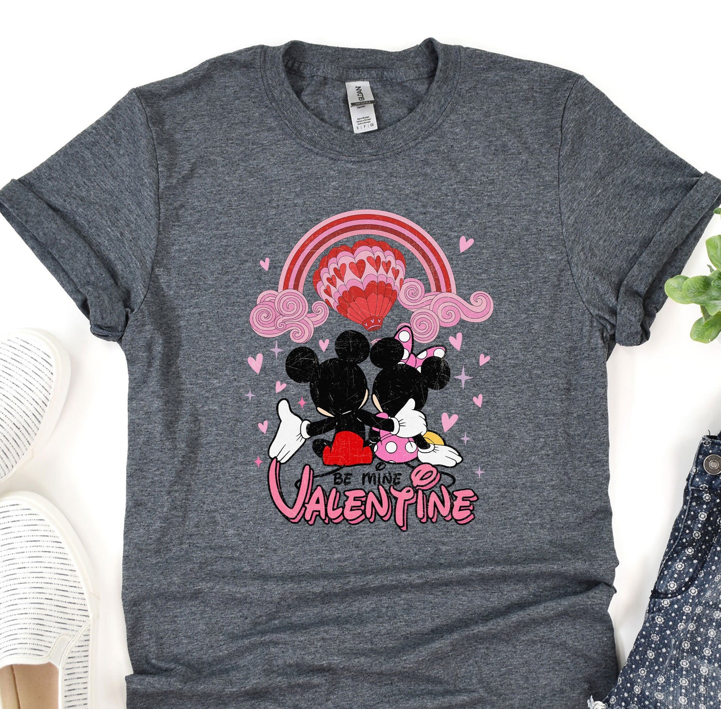 a mickey and minnie mouse valentine's day t - shirt