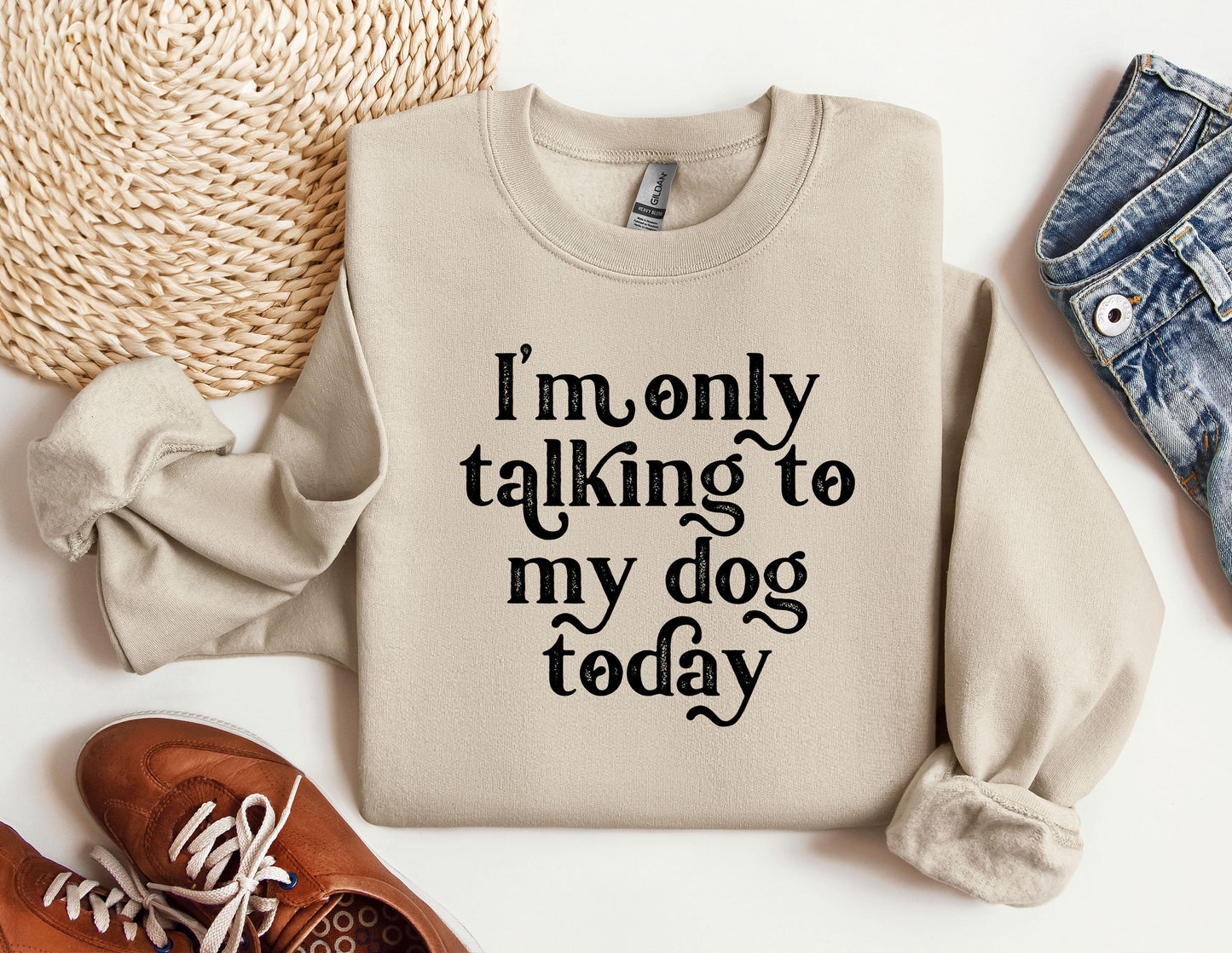 a sweater that says i'm only talking to my dog today