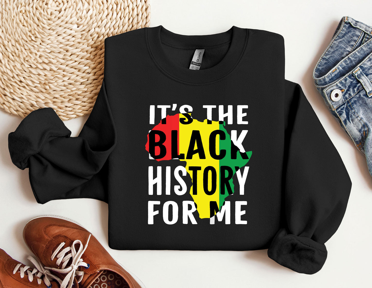 a black sweatshirt with the words it's the black history for me on it