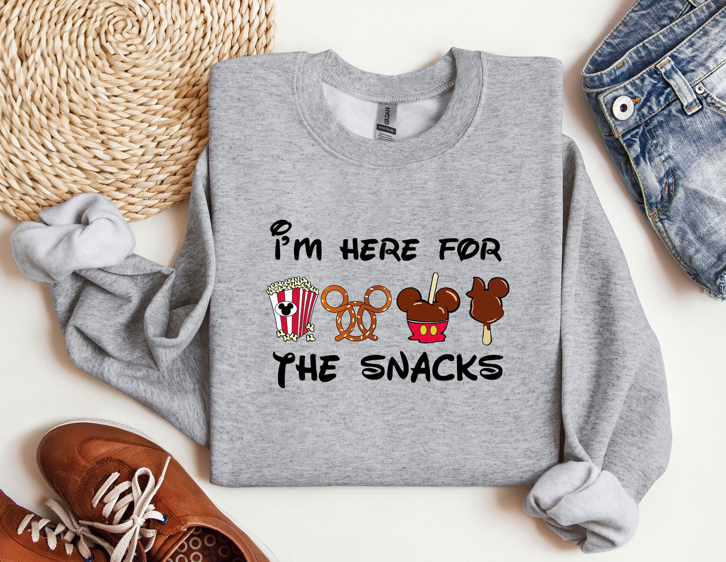 a sweater that says i'm here for the snacks
