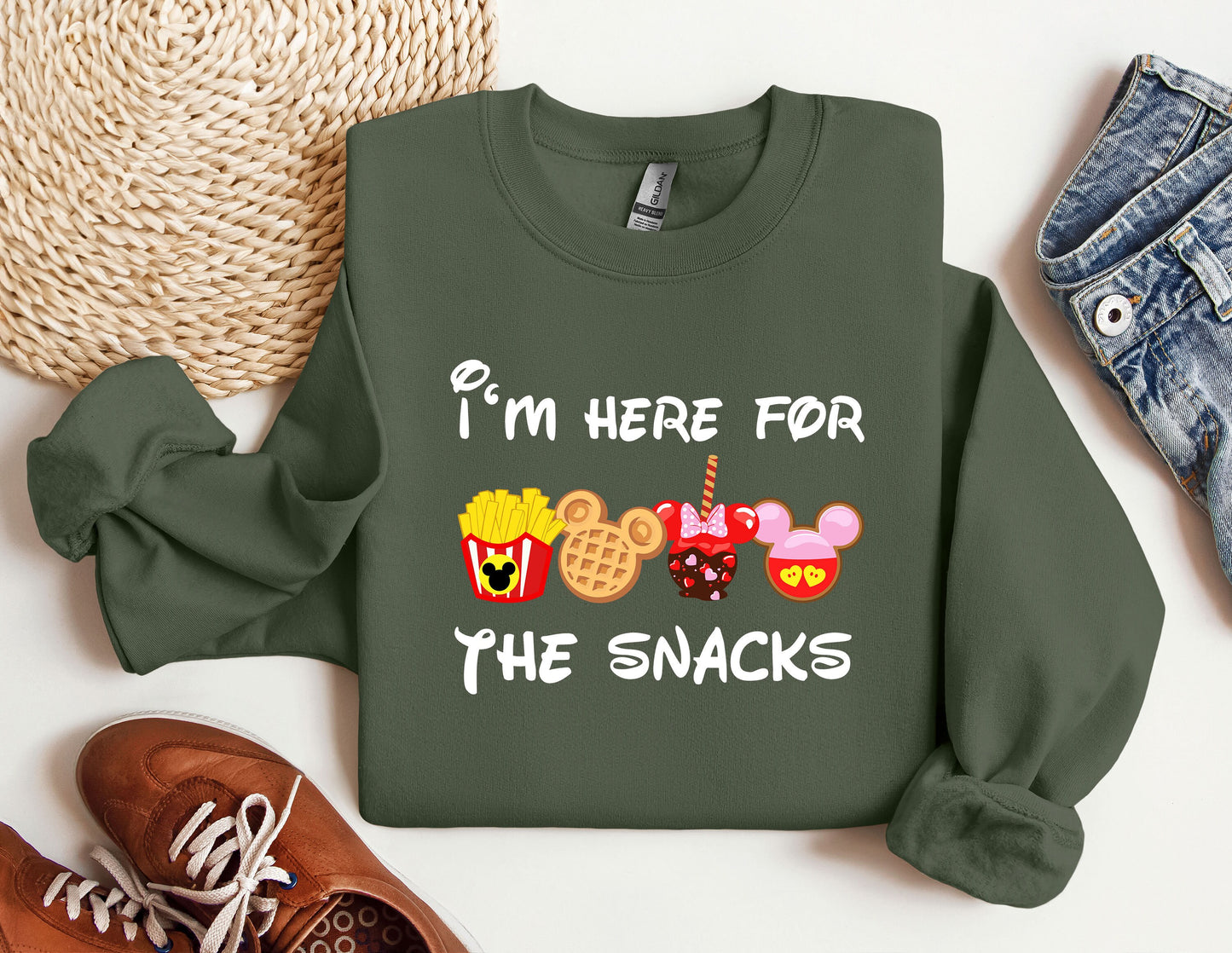 i'm here for the snacks sweatshirt