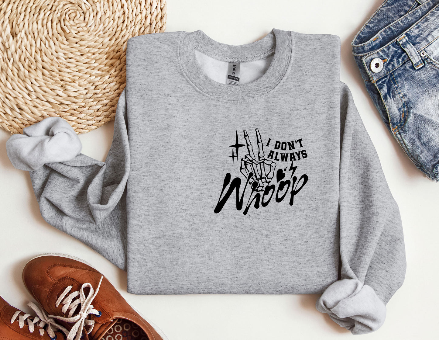 a grey sweatshirt with the words don't let the wind stop on it