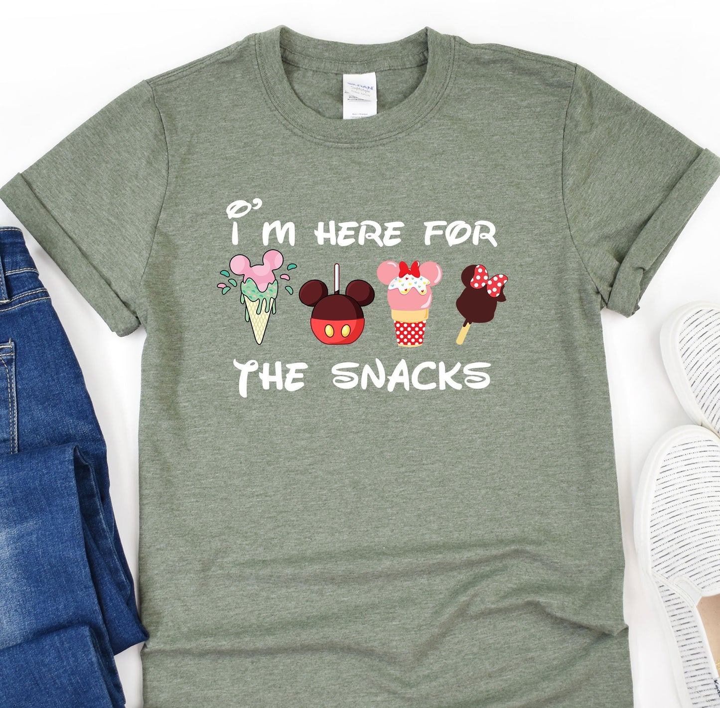 a t - shirt that says i'm here for the snacks
