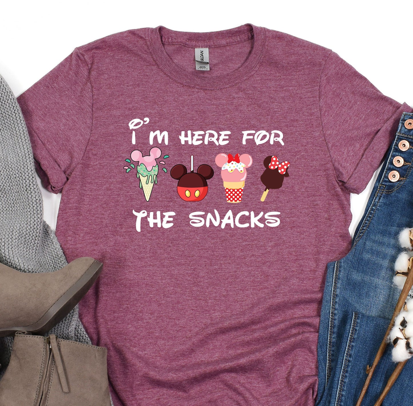 a t - shirt that says i'm here for the snacks