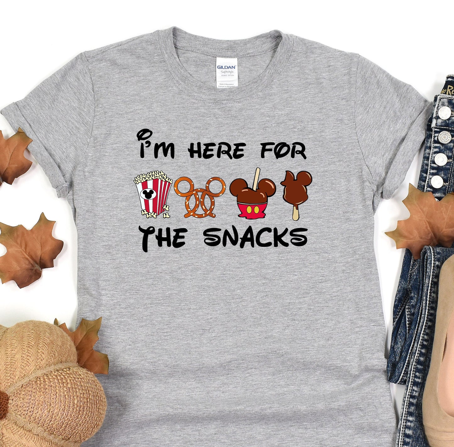 a t - shirt that says i'm here for the snacks