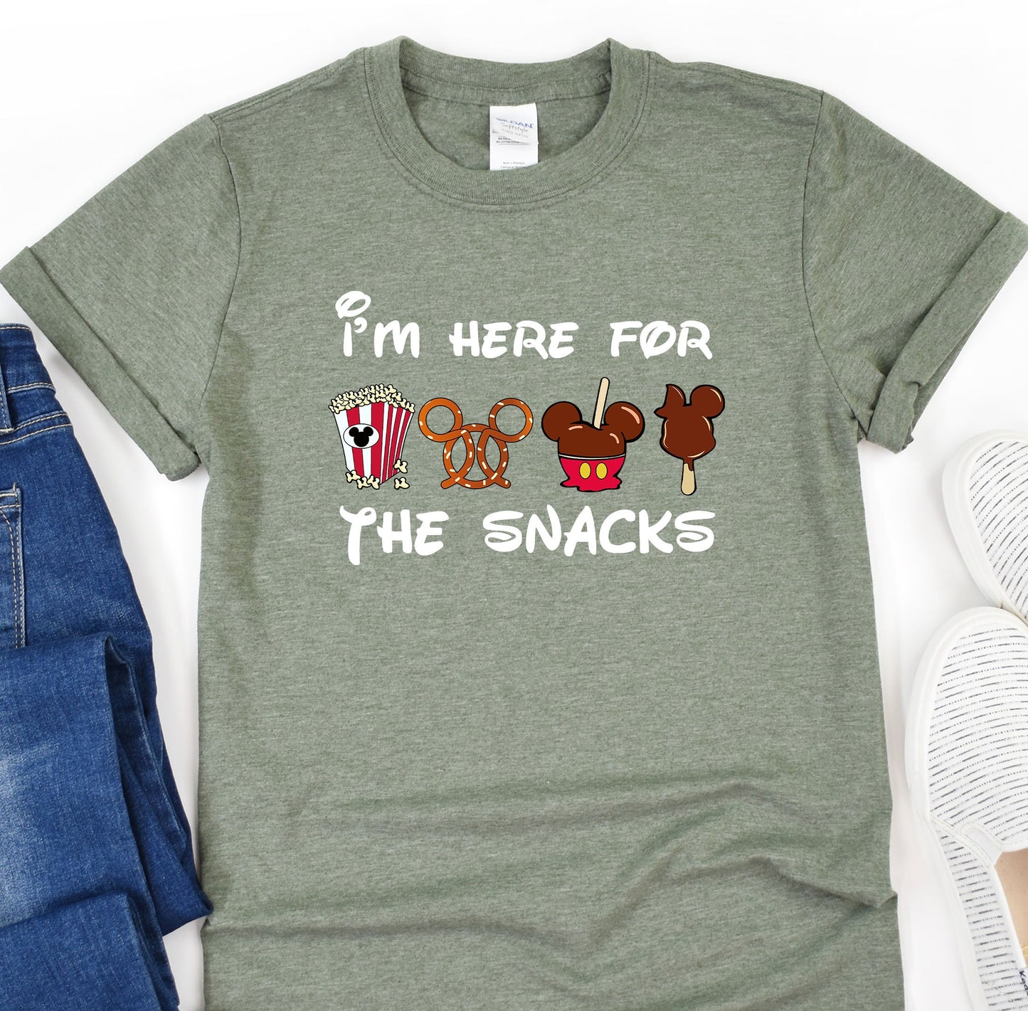 a t - shirt that says i'm here for the snacks