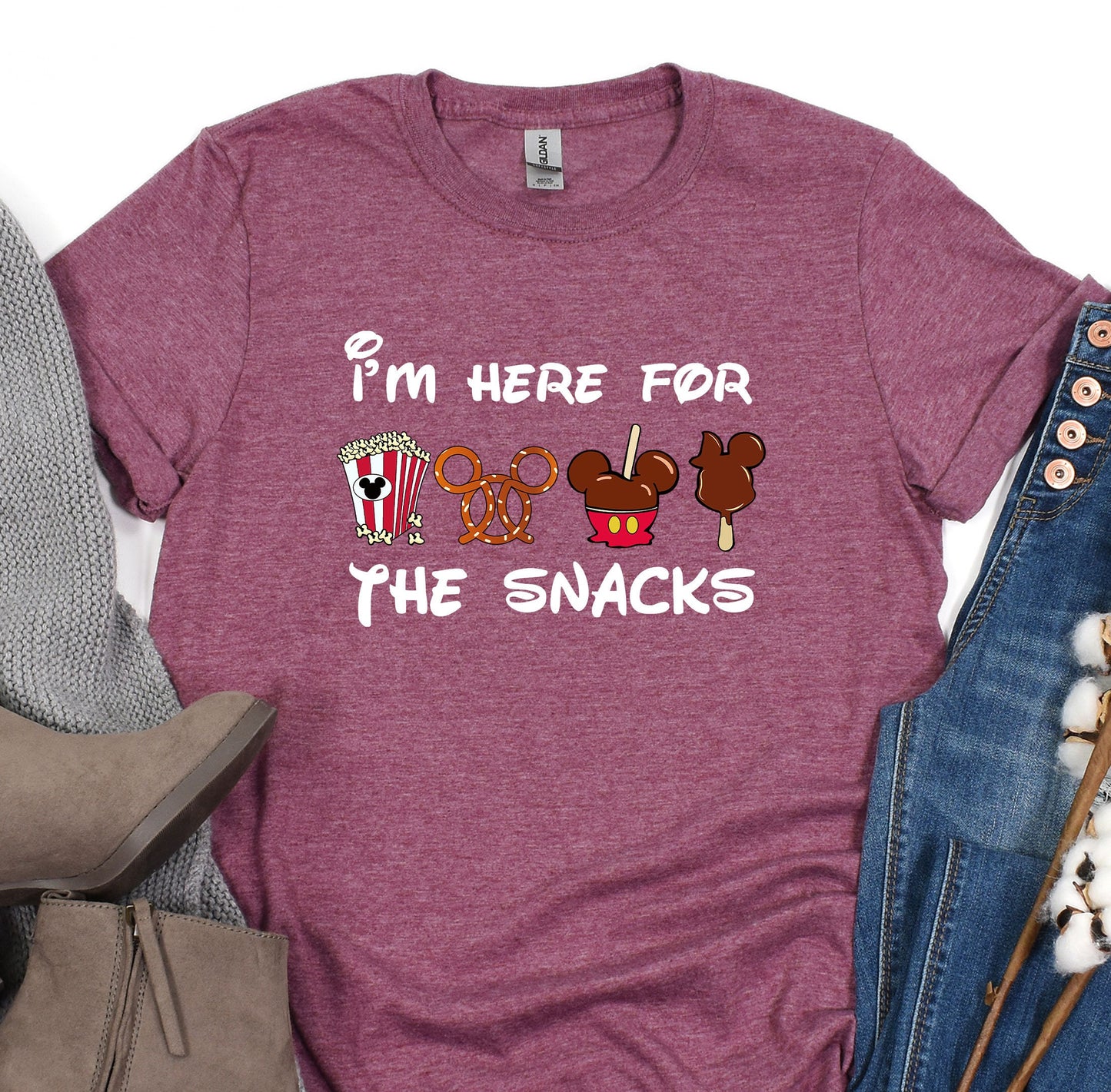 a t - shirt that says i'm here for the snacks