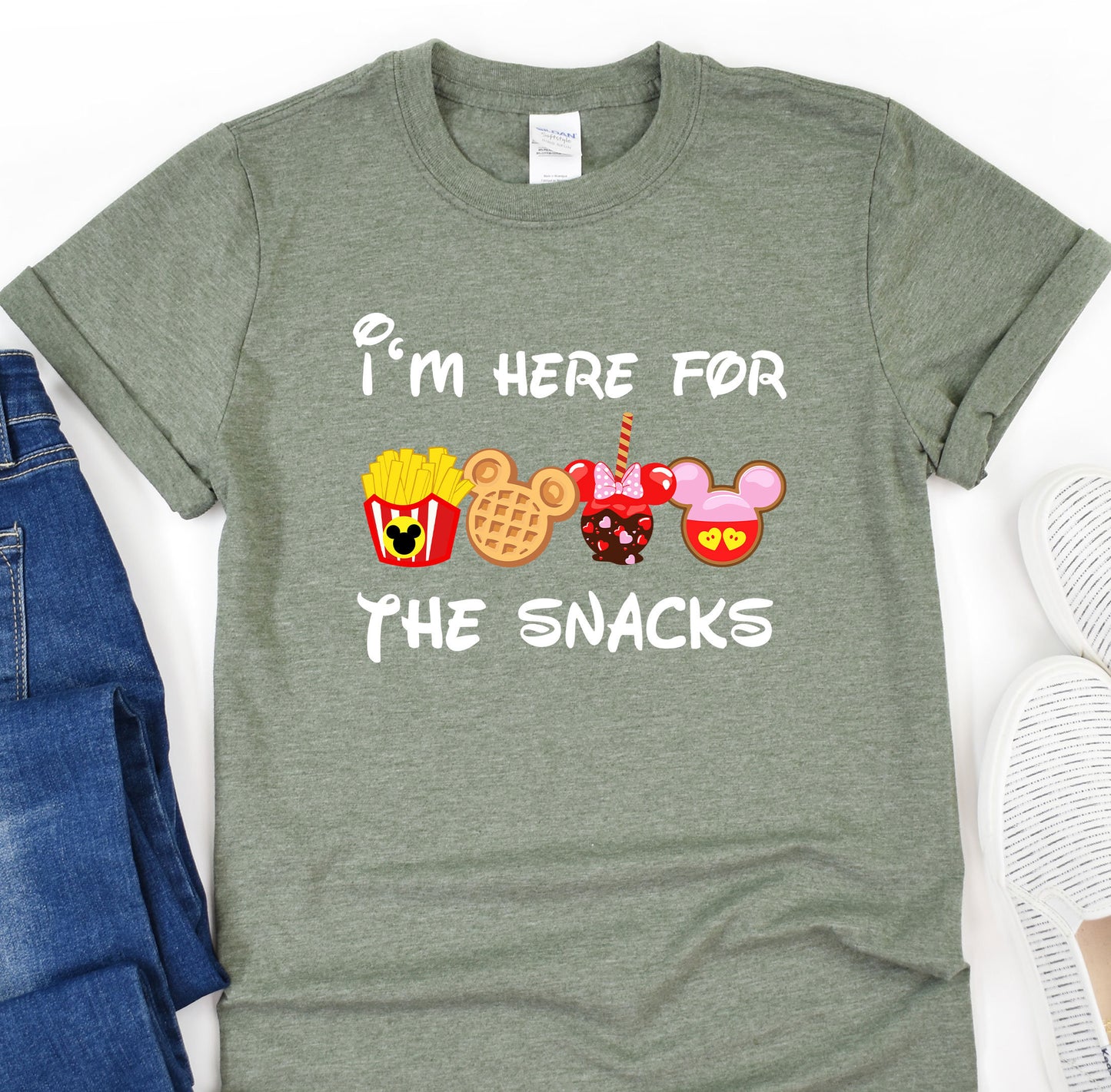 a t - shirt that says i'm here for the snacks
