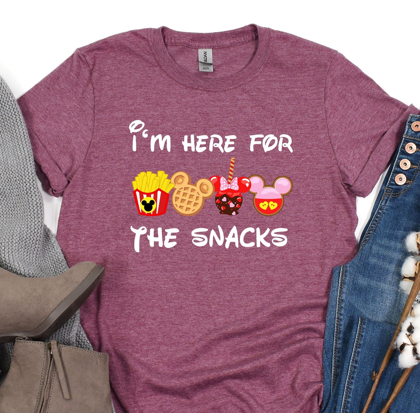 a t - shirt that says i'm here for the snacks