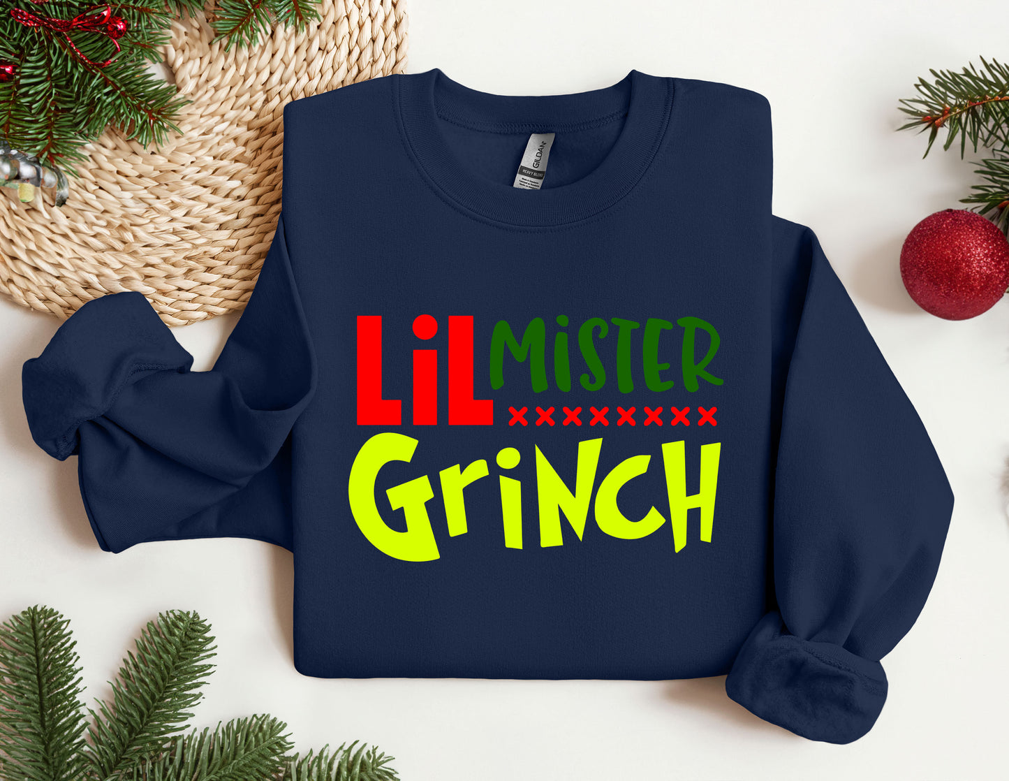 a blue sweatshirt with the words, i'm mister grin on it