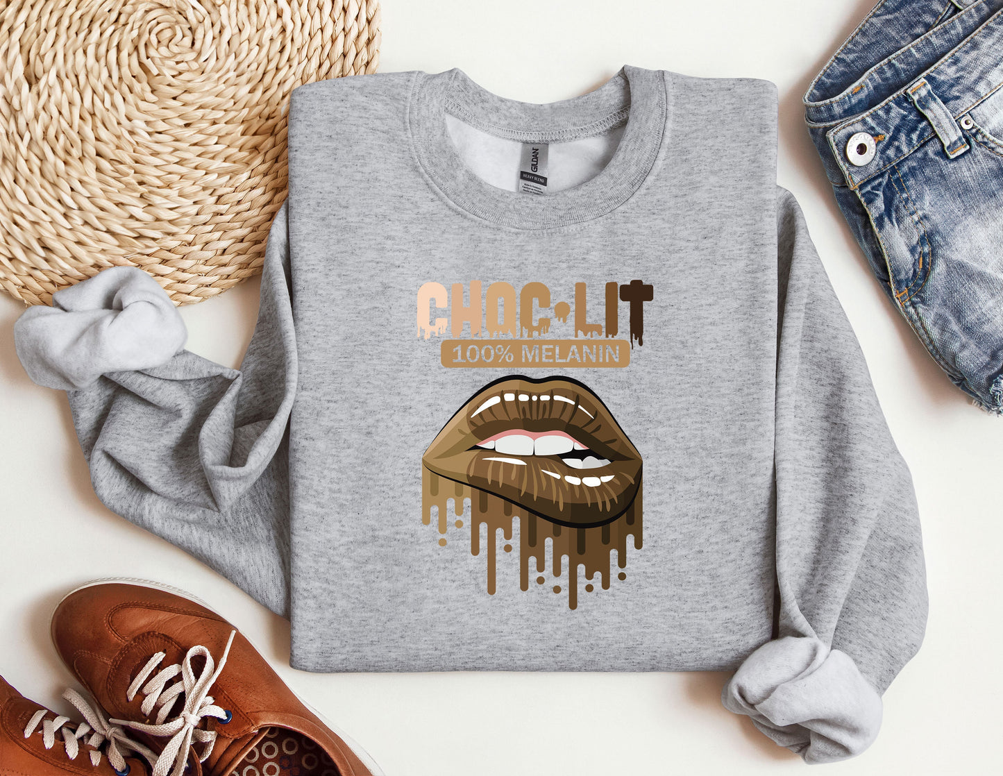 a sweater with a picture of a woman's mouth