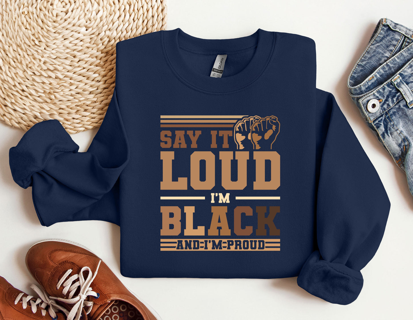 a sweatshirt that says say it loud i'm black and me proud