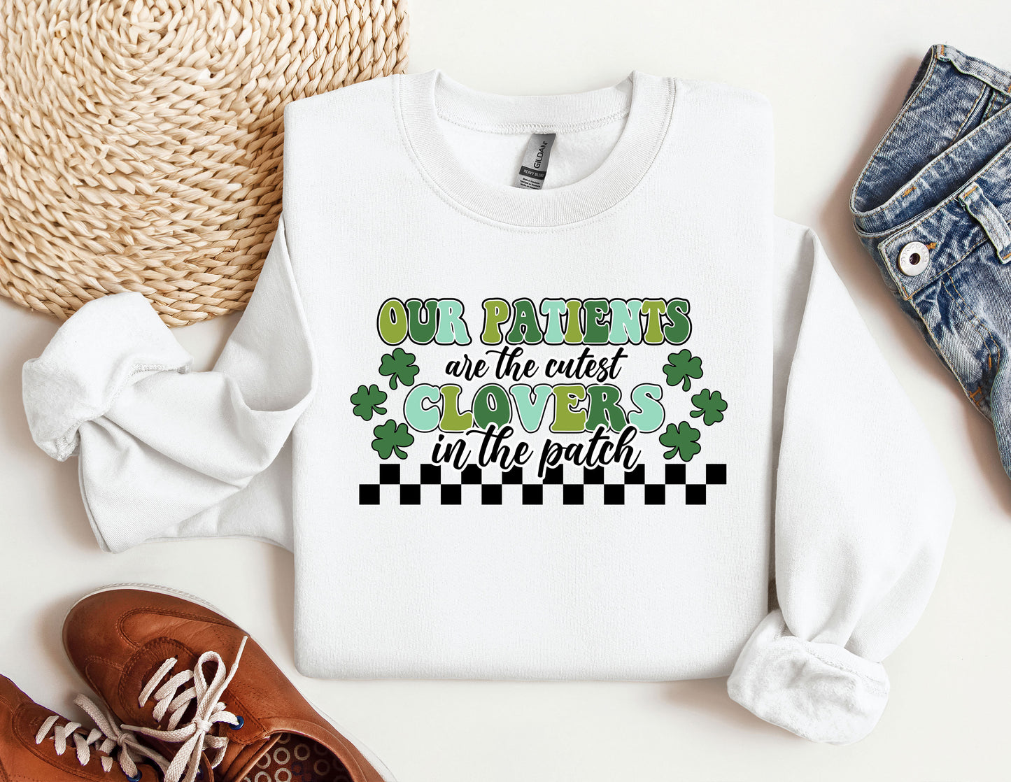 a st patrick's day shirt with shamrocks on it