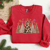 a red sweater with a leopard print on it