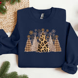 a blue sweater with a leopard print on it
