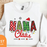 a white sweatshirt with the words mama claus on it