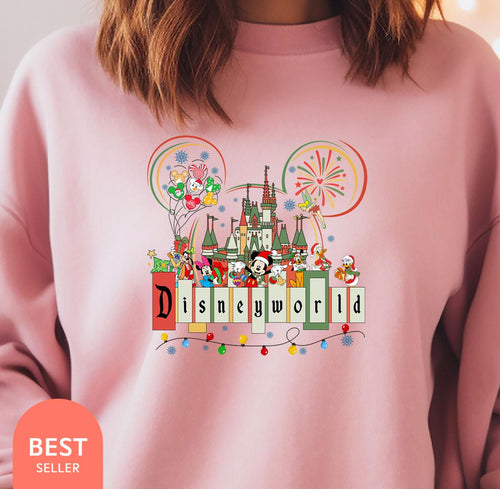 Disneyworld Christmas Sweatshirt, Mickey and Friend Christmas Hoodie, Magic Castle Christmas, Family Disneyland Tour Matching Hoodie