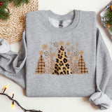 a grey sweater with a leopard print on it