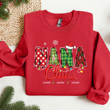 a red sweatshirt with the word santa claus on it