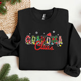 a black sweatshirt with the word grandma written in multicolored letters