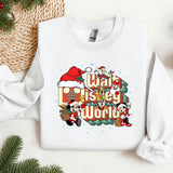 a white sweatshirt with the words what is the world written on it