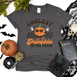 Coolest Pumpkin on the Patch Custom Halloween T-Shirt, Comfort Ghost Tee, Team Pumpkin Shirt, Retro Race Halloween Shirt, Bat Halloween Gift