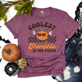 Coolest Pumpkin on the Patch Custom Halloween T-Shirt, Comfort Ghost Tee, Team Pumpkin Shirt, Retro Race Halloween Shirt, Bat Halloween Gift
