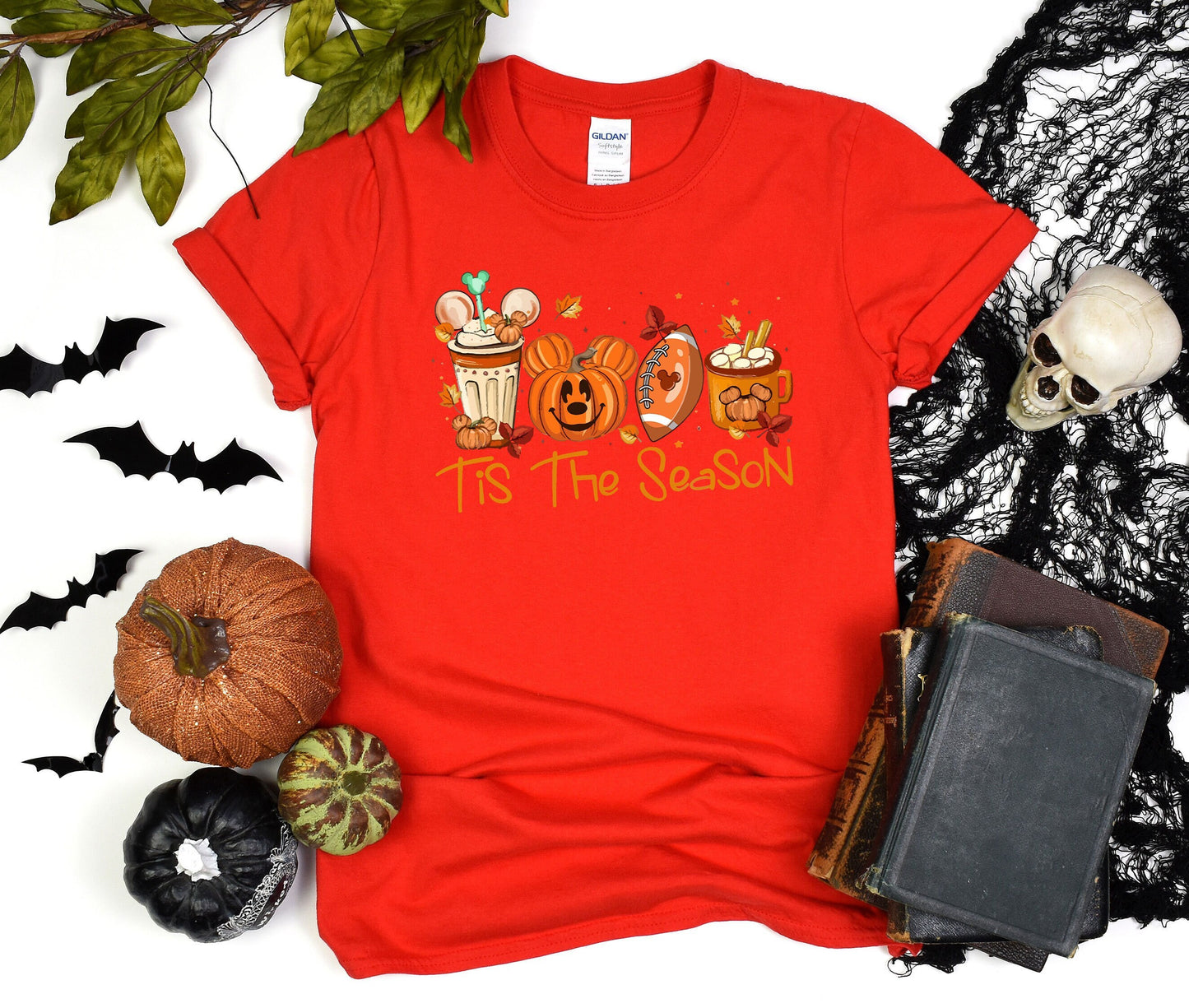 Mickey Ears Disney Halloween Coffee Tis The Season Shirt, Disney 2023 Halloween T-Shirt, Disney Fall Thanksgiving Pumpkin Football Gift Tee,