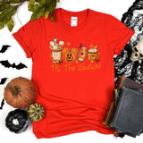 Mickey Ears Disney Halloween Coffee Tis The Season Shirt, Disney 2023 Halloween T-Shirt, Disney Fall Thanksgiving Pumpkin Football Gift Tee,