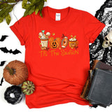 Mickey Ears Disney Halloween Coffee Tis The Season Shirt, Disney 2023 Halloween T-Shirt, Disney Fall Thanksgiving Pumpkin Football Gift Tee,
