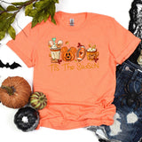 Mickey Ears Disney Halloween Coffee Tis The Season Shirt, Disney 2023 Halloween T-Shirt, Disney Fall Thanksgiving Pumpkin Football Gift Tee,