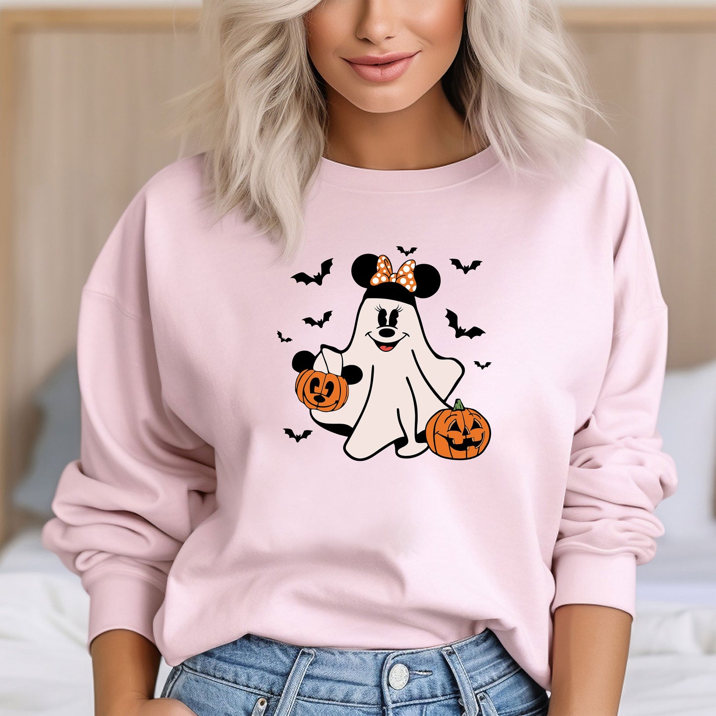 Cute Minnie Ghost Sweatshirt, Disney Minnie Halloween Boo, Minnie Ghost Pumpkin Sweatshirt, Minnie Spooky Season Hoodie, Minnie Not So Scary