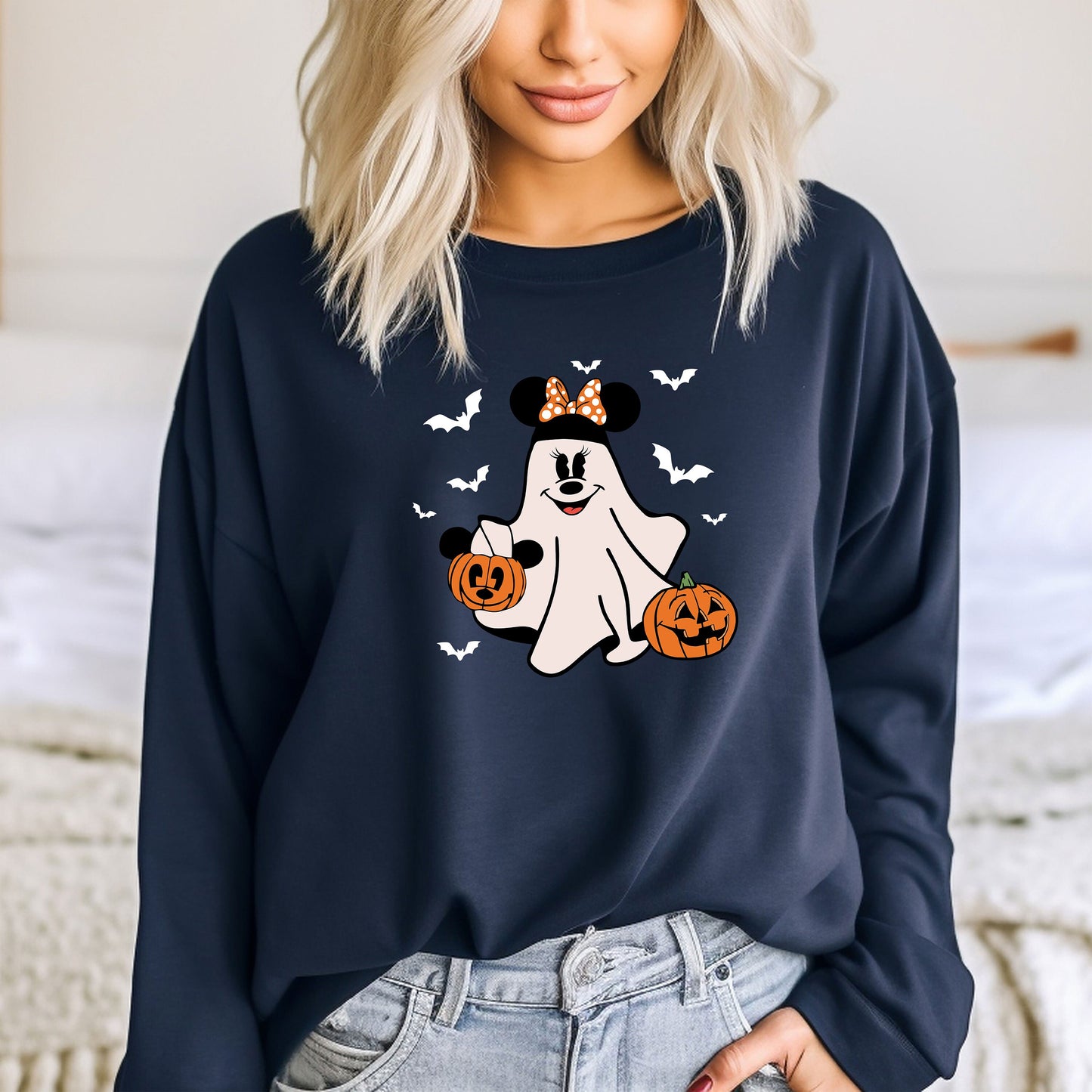 Cute Minnie Ghost Sweatshirt, Disney Minnie Halloween Boo, Minnie Ghost Pumpkin Sweatshirt, Minnie Spooky Season Hoodie, Minnie Not So Scary