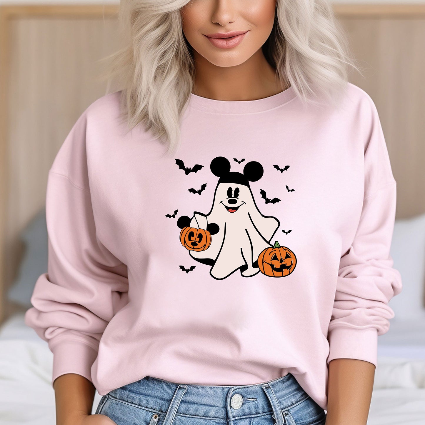 Cute Mickey Ghost Sweatshirt, Disney Mickey Halloween Boo, Mickey Ghost Pumpkin Sweatshirt, Mickey Spooky Season Hoodie, Mickey Not So Scary