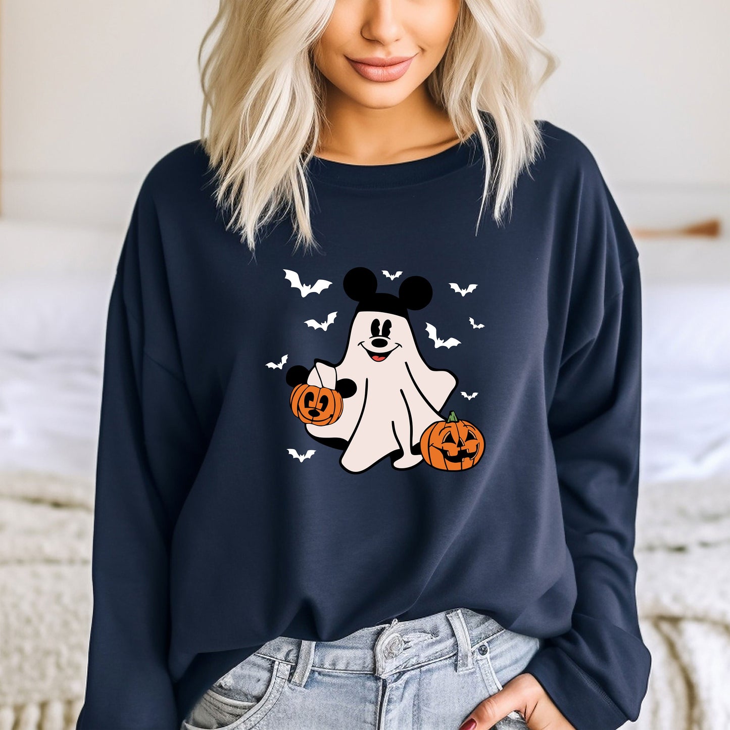 Cute Mickey Ghost Sweatshirt, Disney Mickey Halloween Boo, Mickey Ghost Pumpkin Sweatshirt, Mickey Spooky Season Hoodie, Mickey Not So Scary